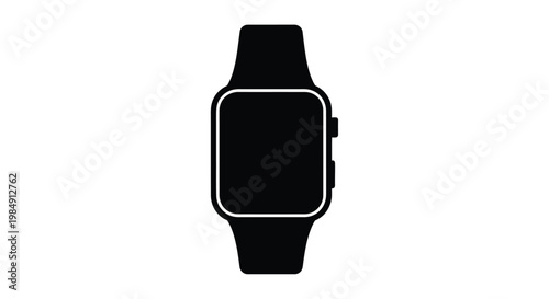 A simple black smartwatch design presented as a stark silhouette