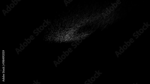 Click Text Animation with Particle Sand Dissolve Effect: White Minimal Typography Disintegrating into Wind Dust on Black Background for Web UI Design, Call to Action, Tech Promo, and Digital Button