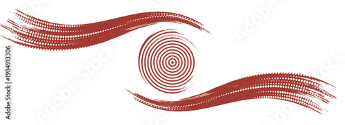 Analog touch materials: brush texture, ink, brush pattern. Modern wave pattern