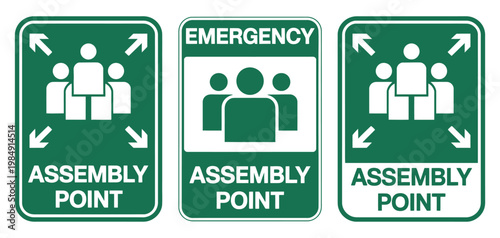 Canvastavla Assembly Point Sign Set Bundle, Emergency Evacuation Symbol Collection, Safety M