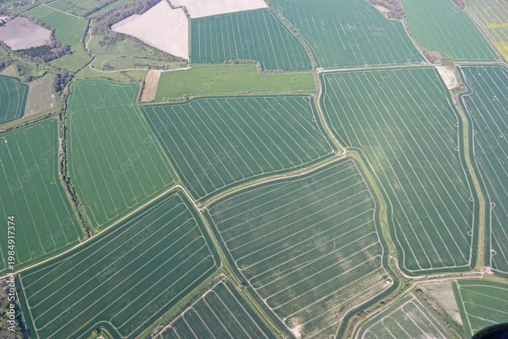 Fototapeta premium Aerial view of the fields in Wiltshire 