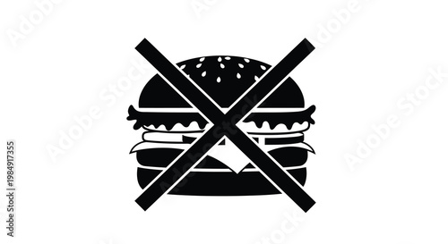 No hamburgers allowed a black silhouette of a burger with a red no symbol