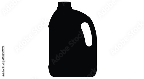Black silhouette of a plastic jug with handle isolated on white