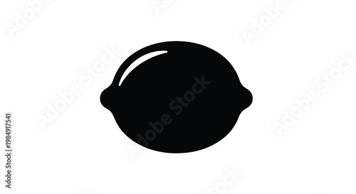 A simple black silhouette of a lemon against a white background