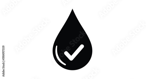 A simple black icon depicting a single water droplet shape