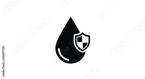 A black droplet containing a shield icon suggesting water protection