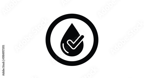 Simple black and white icon of a water droplet inside a circle