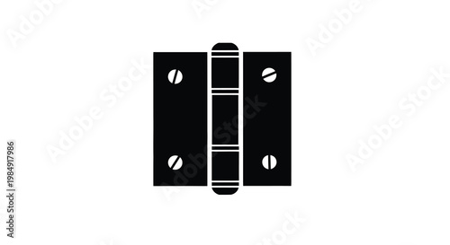 Black and white illustration of a door hinge with visible screw holes