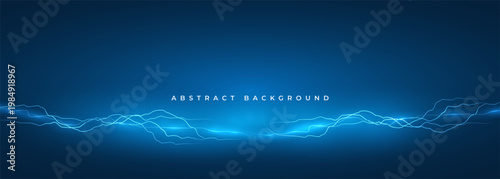 Electric blue waveform crossing low horizon abstract background with glowing pulse, layered grid and soft particles. Atmospheric cinematic mood with smooth gradients and subtle noise.