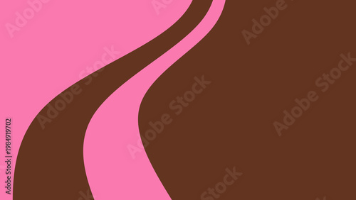 Sweet melting chocolate and pink strawberry icing glaze background. Melted syrup or dripping liquid sauce. Minimalist sweet chocolate and strawberry pink background. Minimalist wavy background.