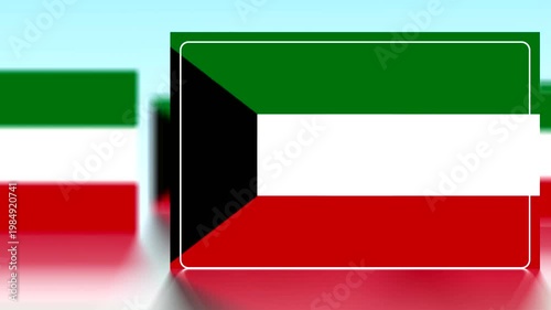 Kuwait flag  3D illustration with green white red and black colors  national symbol  middle east country  abstract design