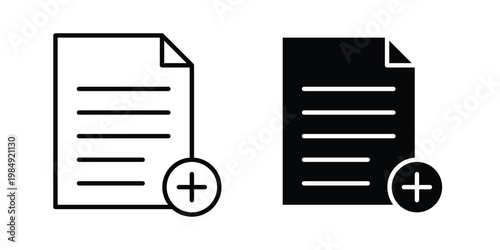 Add document icon and symbol. Vector icons set