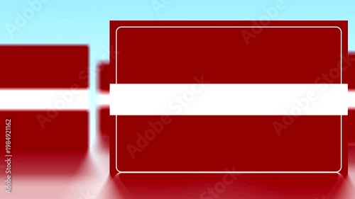 Lativia flag with white stripe on red background and light blue sky