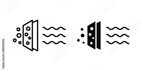 Air purification icon and symbol. Vector icons set