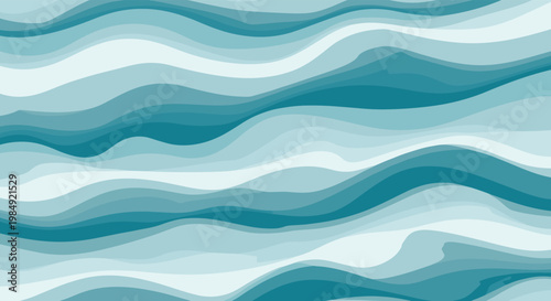 Beautiful abstract background featuring layered flowing waves in various shades of blue and white creating a calm and ocean-like texture.