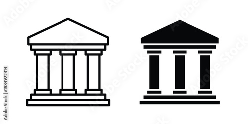 Bank icon and symbol. Vector icons set