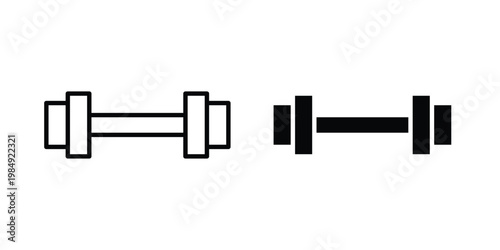Barbell icon and symbol. Vector icons set