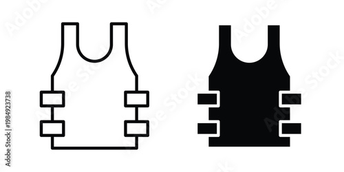 Bulletproof vest icon and symbol. Vector icons set