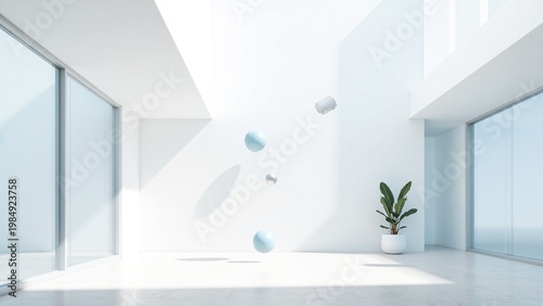 Serene Minimalist White Room Abstract Background