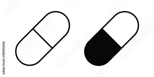 Capsule icon and symbol. Vector icons set