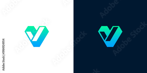 Bild auf Leinwand Modern Letter V Logo Design with Gradient Colors and Abstract Geometric Shapes