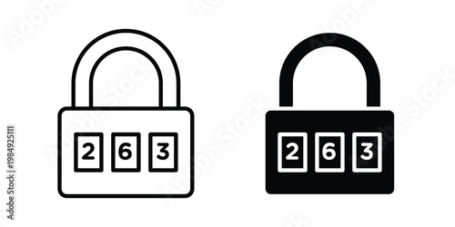 Code lock icon and symbol. Vector icons set