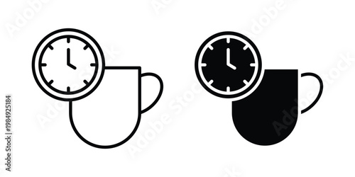 Coffee time icon and symbol. Vector icons set