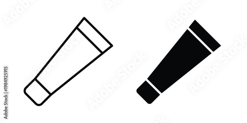 Cream tube icon and symbol. Vector icons set