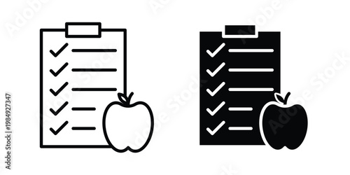 Diet plan icon and symbol. Vector icons set