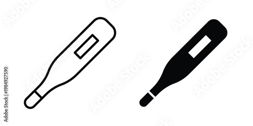 Digital thermometer icon and symbol. Vector icons set