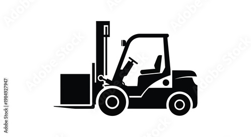 A stark black silhouette of a forklift truck displaying its industrial form and functionality silhouette high quality professional detailed modern elegant