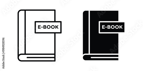 Ebook icon and symbol. Vector icons set