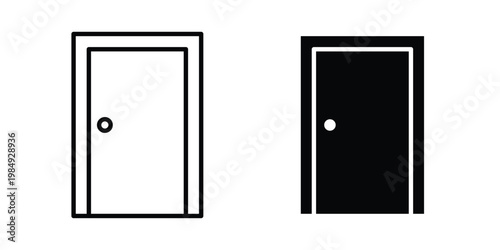 Entrance door icon and symbol. Vector icons set