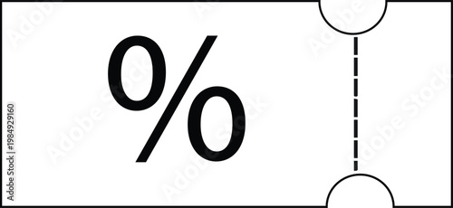Percentage symbol on a coupon or ticket simple vector graphic for sales and discount promotions isolated on white