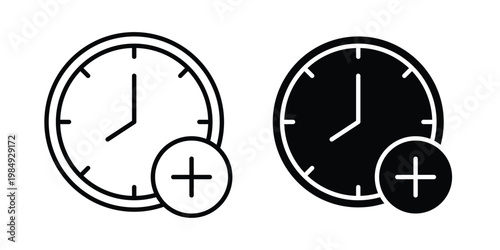 Extra hours icon and symbol. Vector icons set