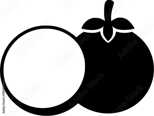 A halved Mangosteen reveals its thick, dark purple rind and snowy white, citrus-like segments against a pristine white background