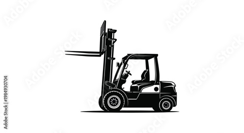 A detailed black silhouette of a forklift truck showcasing industrial machinery and logistics with a striking visual impact silhouette high quality