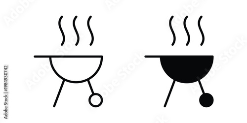 Grill icon and symbol. Vector icons set
