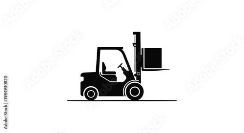 A stark black silhouette of a forklift truck showcasing industrial machinery and transportation rendered as a striking silhouette high quality professional