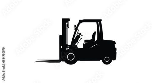 A stark black silhouette of a forklift truck showcasing its industrial design and practical functionality a bold silhouette high quality