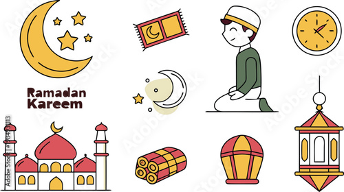 Ramadan kareem illustrations on transparent.