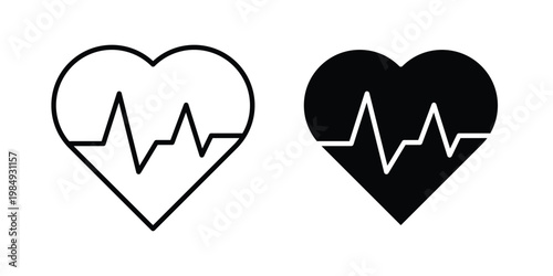 Heartbeat icon and symbol. Vector icons set