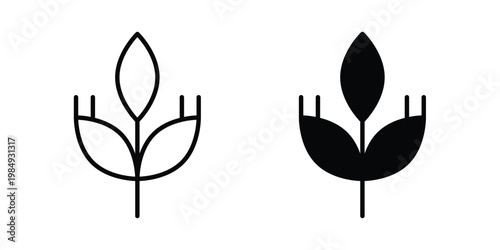 High fiber food icon and symbol. Vector icons set