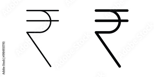 Indian rupee icon and symbol. Vector icons set