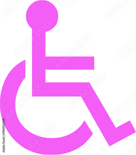 Pink wheelchair accessibility symbol isolated on white background, disabled access icon