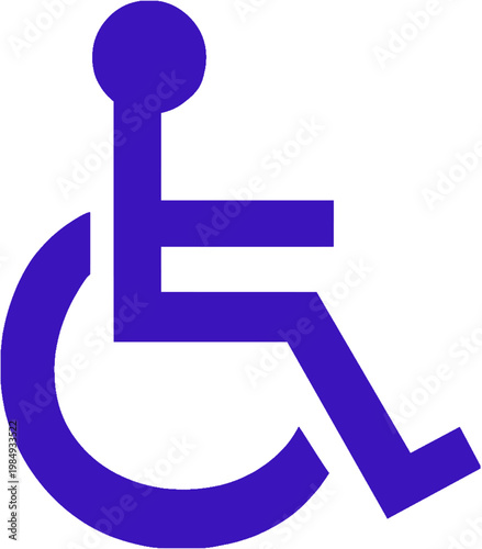 Purple wheelchair accessibility symbol isolated on white background, disabled access icon