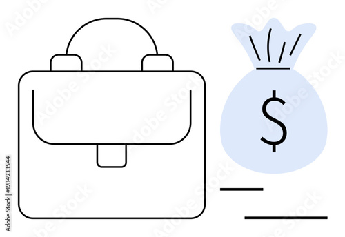 Financial planning, business strategy, investment goals, savings, wealth management, and economic growth. Image shows a briefcase and a bag of money with a dollar sign. Financial planning