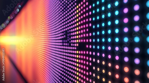 Bright neon dot wall on digital screen picture
