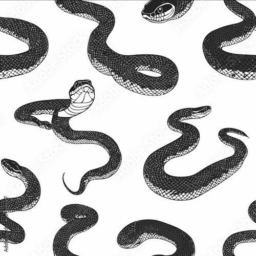 vector copperhead snake silhouette black on white background simple shapes svg pattern