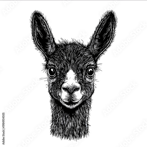 black silhouette llama on a white backgrounk vector